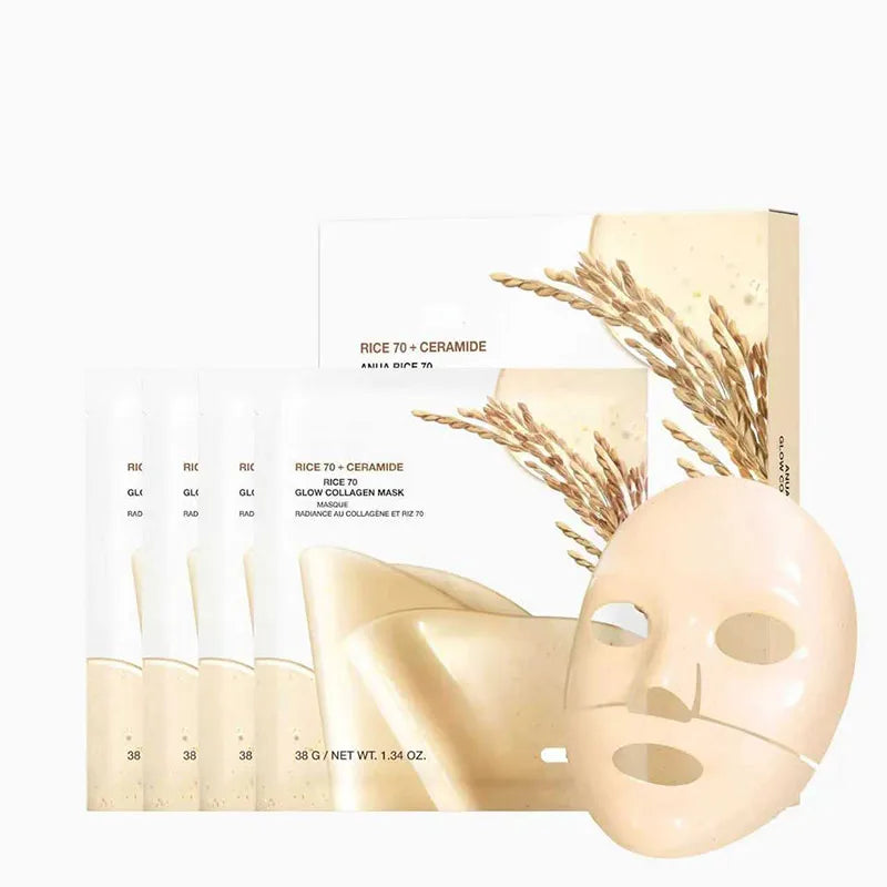 Korean Rice Mask 70 Collagen Moisturizing Brightening Firming Mask Suitable Dull Skin Repair Barrier Biofiber Firming Mask 1box