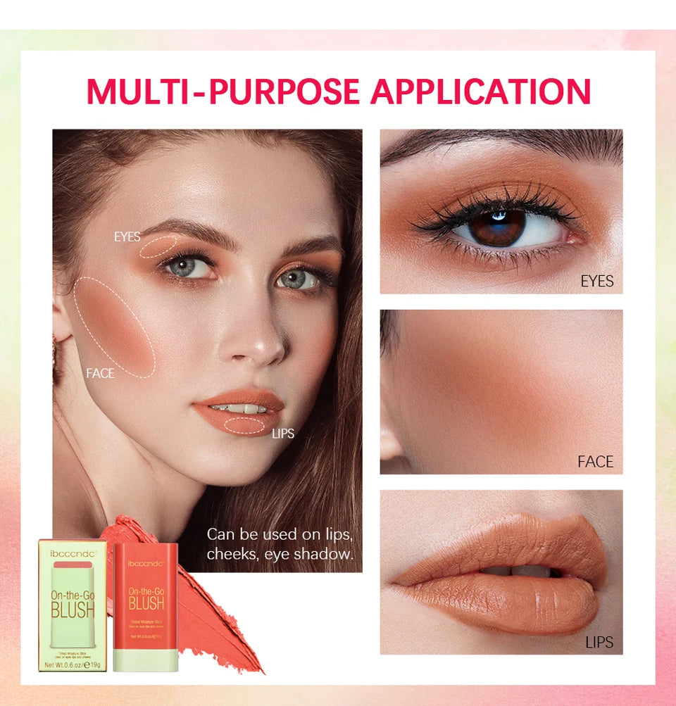 Make Up Functional Blush Stick Easy Color Rouge Blusher Cream Waterproof High Color Rendering Brightening Skin Tone Hot