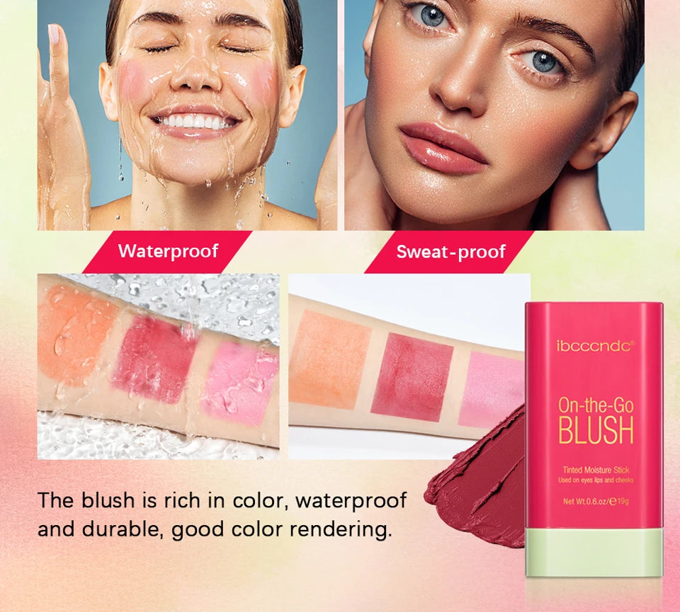 Make Up Functional Blush Stick Easy Color Rouge Blusher Cream Waterproof High Color Rendering Brightening Skin Tone Hot