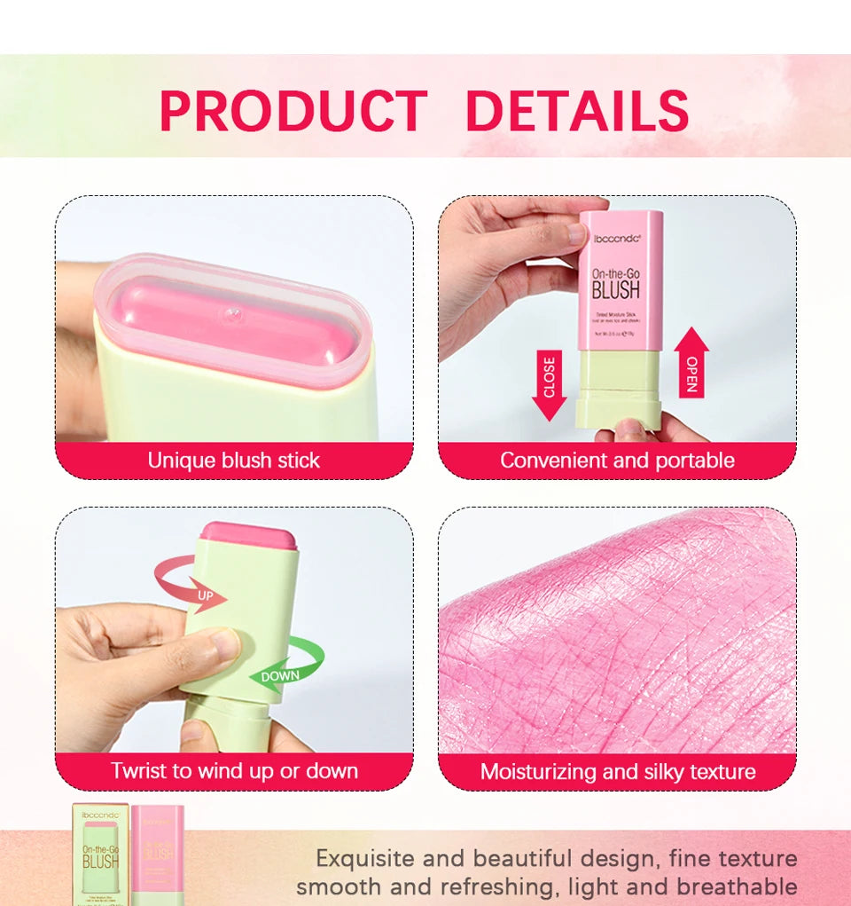 Make Up Functional Blush Stick Easy Color Rouge Blusher Cream Waterproof High Color Rendering Brightening Skin Tone Hot