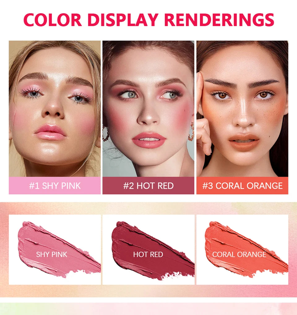 Make Up Functional Blush Stick Easy Color Rouge Blusher Cream Waterproof High Color Rendering Brightening Skin Tone Hot