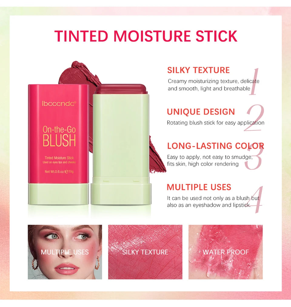 Make Up Functional Blush Stick Easy Color Rouge Blusher Cream Waterproof High Color Rendering Brightening Skin Tone Hot