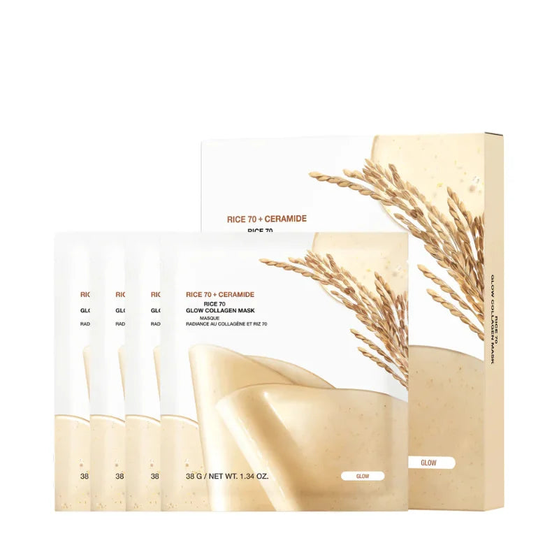 Korean Rice Mask 70 Collagen Moisturizing Brightening Firming Mask Suitable Dull Skin Repair Barrier Biofiber Firming Mask 1box