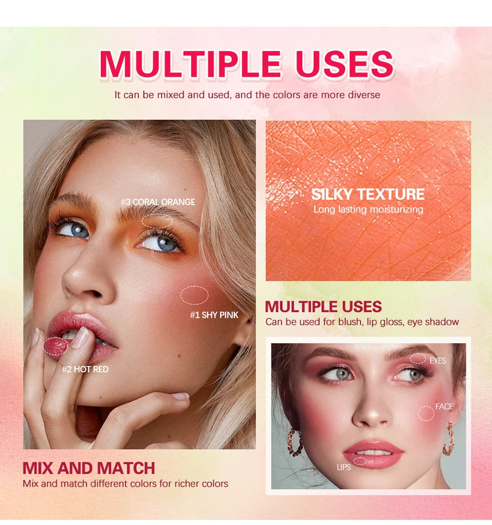 Make Up Functional Blush Stick Easy Color Rouge Blusher Cream Waterproof High Color Rendering Brightening Skin Tone Hot