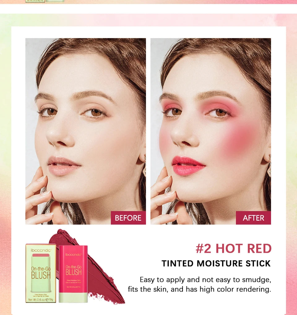 Make Up Functional Blush Stick Easy Color Rouge Blusher Cream Waterproof High Color Rendering Brightening Skin Tone Hot