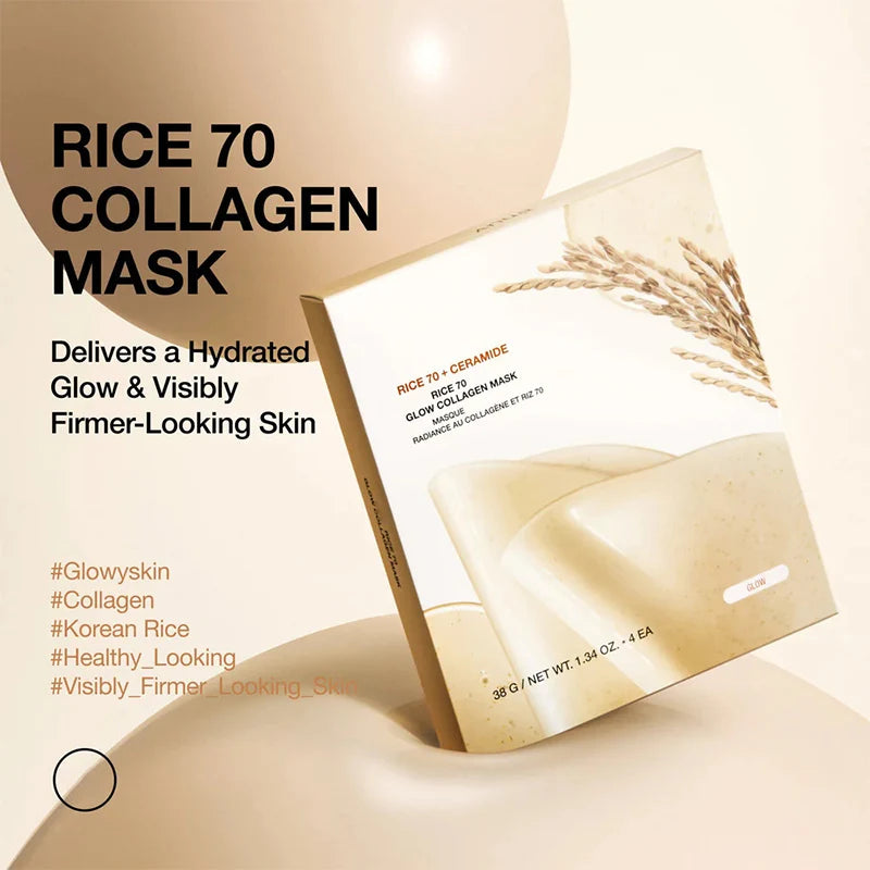 Korean Rice Mask 70 Collagen Moisturizing Brightening Firming Mask Suitable Dull Skin Repair Barrier Biofiber Firming Mask 1box