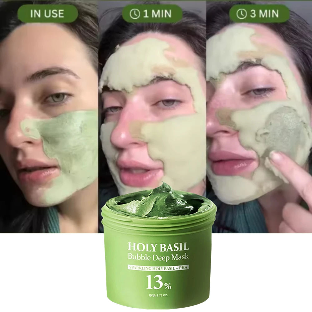 Korean Carbonic Acid Holy Basil Bubble Facial Mask