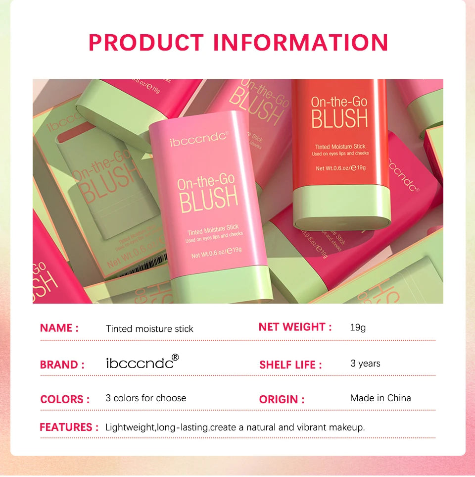 Make Up Functional Blush Stick Easy Color Rouge Blusher Cream Waterproof High Color Rendering Brightening Skin Tone Hot