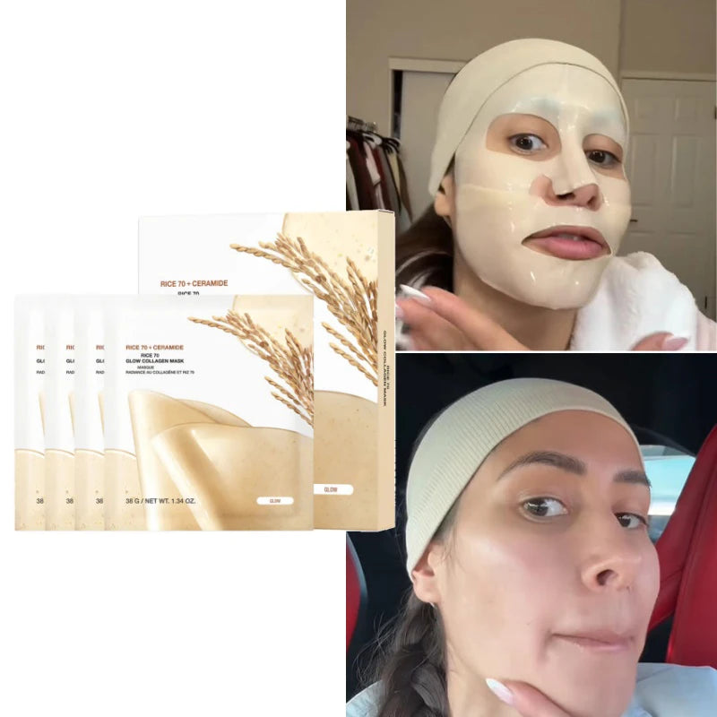 Korean Rice Mask 70 Collagen Moisturizing Brightening Firming Mask Suitable Dull Skin Repair Barrier Biofiber Firming Mask 1box